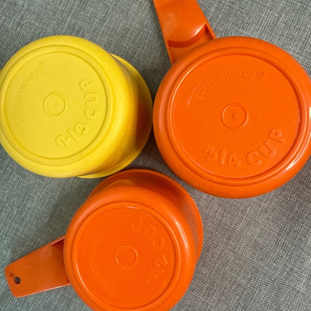 Vintage Tupperware Bright Yellow and Orange Cups